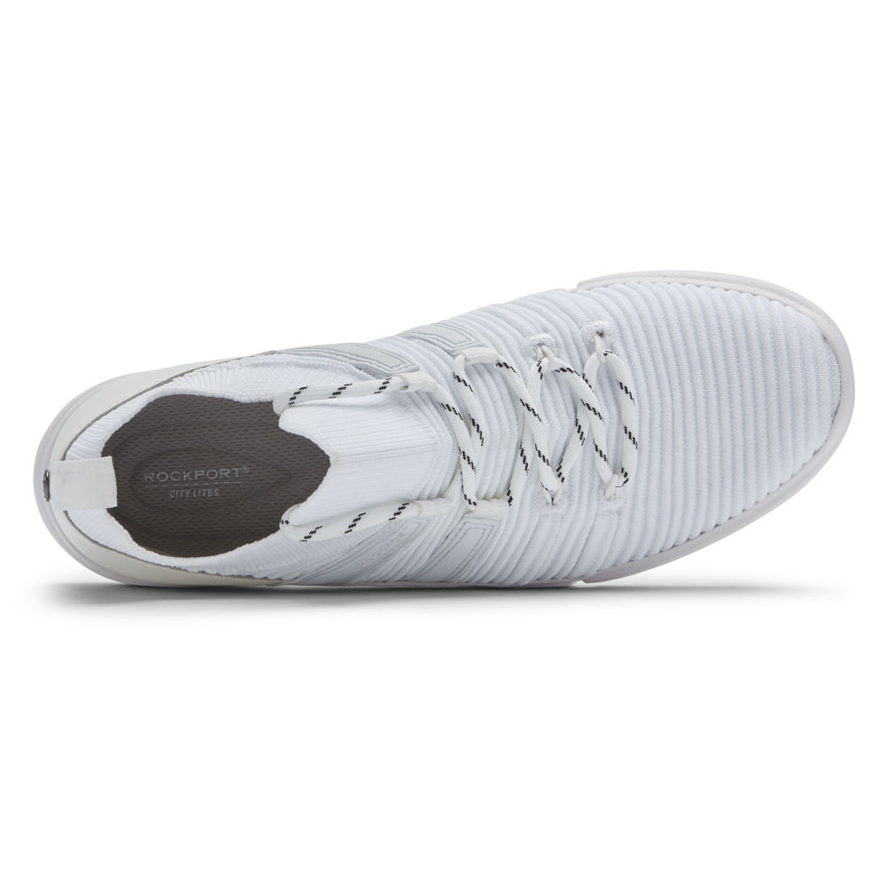 Womens Booties - Rockport R-Evolution Knit - White - GSYQ59862